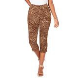 Plus Size Women's Invisible Stretch® Contour Capri Jean by Denim 24/7 in Chocolate Flowy Animal (Size 36 T)