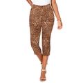 Plus Size Women's Invisible Stretch® Contour Capri Jean by Denim 24/7 in Chocolate Flowy Animal (Size 30 T)