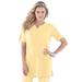 Plus Size Women's Notch-Neck Soft Knit Tunic by Roaman's in Banana (Size 2X) Short Sleeve T-Shirt