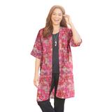 Plus Size Women's Luxe Georgette Long Kimono by Catherines in Pink Burst Batik (Size 5X)