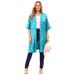 Plus Size Women's Luxe Georgette Long Kimono by Catherines in Aqua Blue Batik (Size 3X)