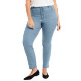 Plus Size Women's Curvie Fit Straight-Leg Jeans by June+Vie in Light Blue (Size 14 W)