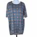 Lularoe Tops | Lularoe Irma Style Shirt Sz Xxs Tunic Top Blue Square Print New Nwt Oversized | Color: Blue | Size: Xxs