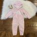 Adidas One Pieces | Adidas Baby Hooded Long Sleeve Romper Pink White Girls Size 18 Months | Color: Pink | Size: 18mb