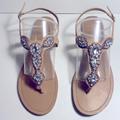 Jessica Simpson Shoes | Jeweled Encrusted Sandals | Color: Silver/Tan | Size: 8