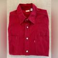 Levi's Jackets & Coats | Levi’s Vintage Jean Rivet Button Denim Chores Overshirt Shirt In Red Size L | Color: Red | Size: L