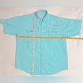 Columbia Shirts | Columbia Pfg Button Down Short Sleeve Teal Mens Lightweight Double Breast Pocket | Color: Blue | Size: S