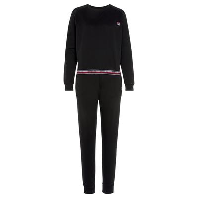 Pyjama FILA, Damen, Gr. M, schwarz, Obermaterial: 100% Baumwolle, unifarben, casual, bequem lang, Langarm elastischer Bund, Homewear-Sets Image