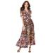 Plus Size Women's Wrap Maxi Dress by Roaman's in Multi Abstract Butterfly (Size 34/36)
