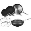 MSMK 7-Piece Frying Pan and Wok Set with Lids, Fast Induction Heating, All Cooktop Safe, Easy Clean-Up, Comfortable Handling