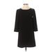 H&M Loves Coachella Casual Dress - Shift Crew Neck 3/4 sleeves: Black Solid Dresses - Women's Size 2