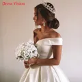 Robes de mariée en satin sexy à col en V A-ligne longueur au sol nouveau style