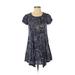 Silence and Noise Casual Dress - Mini Scoop Neck Short sleeves: Blue Print Dresses - Women's Size X-Small - Paisley Wash