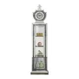 Grandfather Clock with 4 Compartments and Mirror Frame, Silver