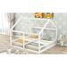 White Twin Size Wood House Platform Beds with 2 Shared Beds, 81.3''L*80.1''W*67.1''H, 92.5LBS