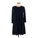 BCBGeneration Casual Dress - Mini Crew Neck 3/4 sleeves: Blue Print Dresses - Women's Size Medium