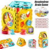 DEELLEEO 6-in-1 Baby Toy to 18 Months Activity Cube Busy Learning Activity Cube Toy with Shape Sorter for Toddler