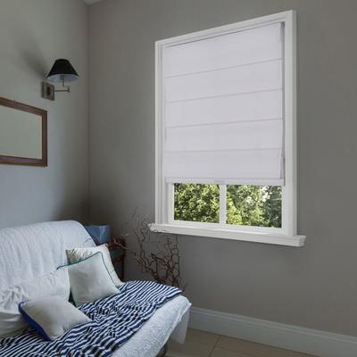 Wide Width Cordless Blackout Fabric Roman Shades by Whole Space Industries in White (Size 33