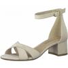 Sandalette TAMARIS, Damen, Gr. 37, beige (creme), Textil, Veloursleder, unifarben, elegant, Schuhe, Blockabsastz, Sommerschuh, Riemchensandale mit Kreuzbandage