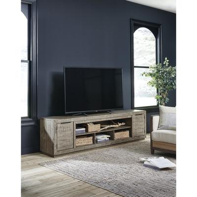 Signature Design by Ashley Krystanza Gray 92" TV Stand with Fireplace Option - 92 inches in width
