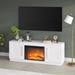 Everly Quinn Rumia TV Stand for TVs up to 78" w/ Electric Fireplace Included Wood in White | 25 H x 68 W x 15.75 D in | Wayfair