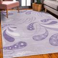 Indigo 90 x 62 x 1.18 in Area Rug - Bungalow Rose Abstract Decorative Rug, Contemporary Leaves & Blossoms Daisy Spring Season Geometric Style Art | Wayfair