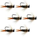 The Fly Fishing Place Black Tungsten Bead Prince Jig Tactical Czech Nymph Euro Nymphing Fly - 6 Flies Size 10