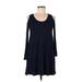 The Vanity Room Casual Dress - Sweater Dress: Blue Solid Dresses - Women's Size Small