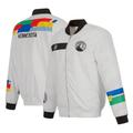 Men's JH Design White Minnesota Timberwolves 2022/23 City Edition Full-Zip Nylon Bomber Jacket