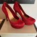 Jessica Simpson Shoes | Jessica Simpson - Ruby Suede 5” Pumps, Size 8 | Color: Red | Size: 8