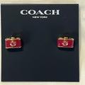 Coach Jewelry | Coach Camera Stud Earrings Enamel Crystal | Color: Gold/Red | Size: Os