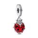 PANDORA Roter Marienkäfer Charm-Anhänger aus Sterling-Silber mit Emaille in der Farbe Silber-Rot, PANDORA Moments Kollektion, 792571C01