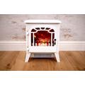 Garden Mile® Traditional Electric Fireplace Adjustable Flame Effect Stove Fire Heater - Freestanding Fire Place 2 Heat Settings Portable Heater Log Burner Room Heater for Home Heating (White, 1800W)