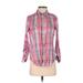Old Navy Long Sleeve Button Down Shirt: Pink Plaid Tops - Women's Size Small