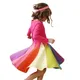 Robe patineuse arc-en-ciel à col rond pour filles vêtements de jeu virevoltants pour tout-petits