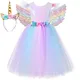 Robe licorne à paillettes Pastel pour filles tenue de bal en Tulle pour anniversaire costume Tutu