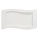 Villeroy & Boch 10 2525 2281, New Wave, Square Platter with Curved Lines, Premium Porcelain, Dishwasher Safe White, 49 x 30 cm