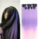 Extensions de Cheveux Synthétiques à Clips Colorés Coiffure Longue et Lisse Faux Postiches Roses