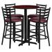 Flash Furniture Carlton 30" Round Laminate Table Set w/ X-Base & 4 Ladder Back Metal Outdoor Barstools Wood/Metal in Black | 58 H x 18 W x 26 D in | Wayfair