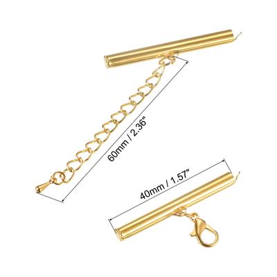 10 Sets Slide on End Clasps with Lobster Claw Clasps & Extension Chain