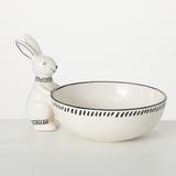 6" Decorative Bowl With Bunny, White - 9"L x 7"W x 6"H