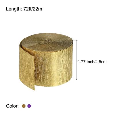 Crepe Paper Streamers 4 Rolls 72ft in 2 Colors (Purple,Gold Tone) - Purple,Gold Tone