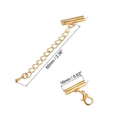 10 Sets Slide on End Clasps with Lobster Claw Clasps & Extension Chain