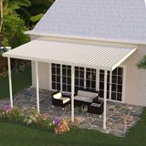 Four Seasons OLS TWV Series 20 ft wide x 10 ft deep Aluminum Patio Cover with 20lb Snowload & 4 Posts in Ivory
