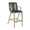 Armen Living Nabila 30 Wood/Rope Outdoor Bar Stool in Charcoal/Natural