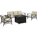 Crosley Furniture Kaplan Oil Rubbed Bronze/Oatmeal 5 Piece Outdoor Sofa Set with Fire Table