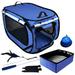 Tucker Murphy Pet™ Pop-Up Cat Kennel & Car Carrier w/ Collapsible Litter Box, Bowl & Cat Wand Polyester in Black/Blue | Wayfair