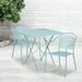 Emma + Oliver Commercial Grade 28 Square Sky Blue Folding Patio Table Set-2 Round Back Chairs
