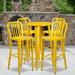 Emma + Oliver Commercial 24 Round Yellow Metal Bar Table Set-4 Vertical Slat Back Stools