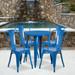 Emma + Oliver Commercial 24 Round Blue Metal Indoor-Outdoor Table Set with 4 Cafe Chairs